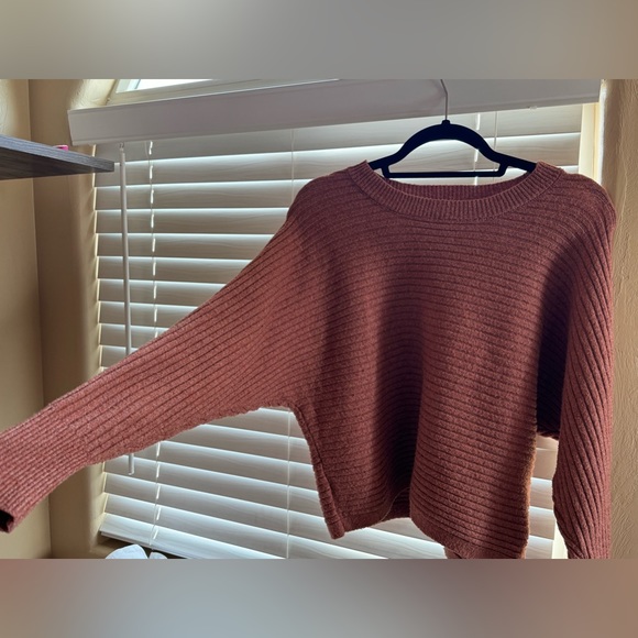 PINK ROSE BRICK ORANGE CROP SWEATER - Picture 4 of 6